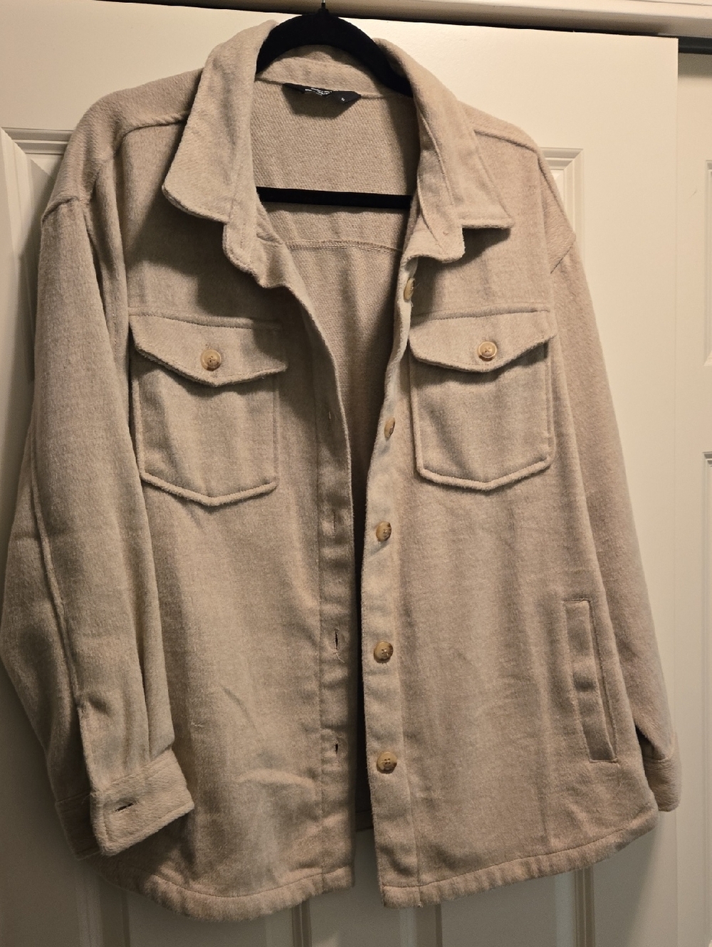 Classic Women's Button-Front Beige Shacket